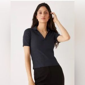 Frank & Oak navy blue collared top - excellent condition - worn once! Size S